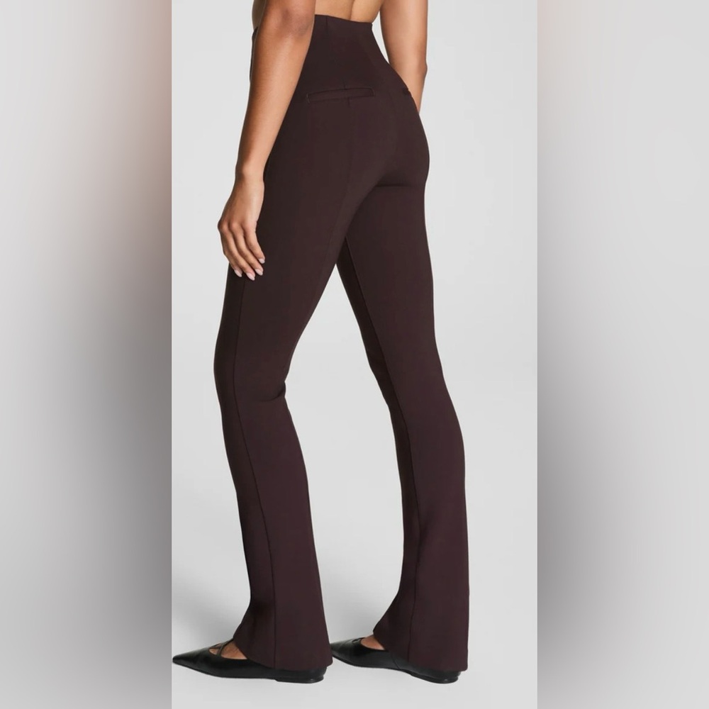 SPANX Micro Flare Truffle Deep Chocolate Brown Pants Sz M NWT - Picture 2 of 7